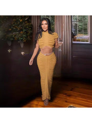See Through High Rise Cropped Skirt Sets