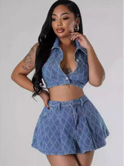 Jacquard Weave High Rise Fitted Skirt Sets