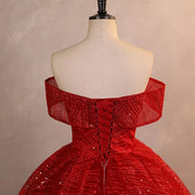Autumn Sequin Party Dress: Off-Shoulder Ball Gown