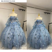 Maria Novia Blue Grey Quinceañera Dress