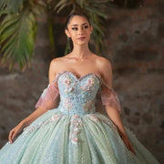 2024 Sparkly Mint Green Quinceanera Ball Gown