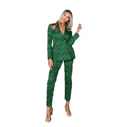 Leopard Print Wedding Tuxedos Slim Fit Mother of the Bride Pants Suits Prom Evening Party Outfit (Jacket+Pants)