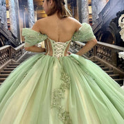 Glittering Green Sweetheart Quinceañera Dress
