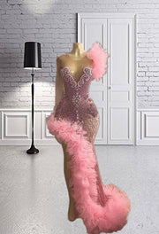 Pink Rhinestone Prom Dress 2024