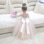 Champagne Lace Flower Girl Dress with Detachable Train