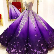 Gradient Purple Butterfly Quinceanera Ball Gown