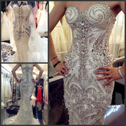 Custom Made Luxurious Sexy Mermaid Wedding Dresses Sweetheart Crystal Beaded Diamond Long Formal Bridal Gowns WD07M