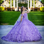 Lavender Sweetheart Off-Shoulder Quinceañera Ball Gown
