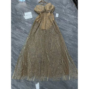 Gold Sequined Backless Birthday Dress