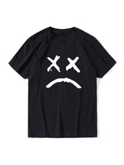 Simple Design Black Print Crew Neck Tee Shirt For Men