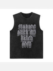 Letter Printed Crew Neck Sleeveless Casual Tank Tops