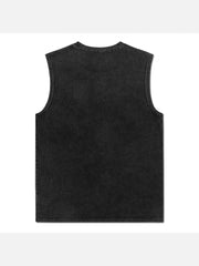 Letter Printed Crew Neck Sleeveless Casual Tank Tops