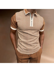 Simple Design PrintingShort Sleeve Casual Polo Shirt