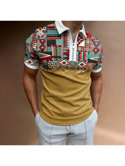 Simple Design PrintingShort Sleeve Casual Polo Shirt