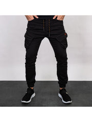Fashion Casual Pure Color Drawstring Pants For Men