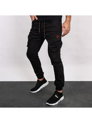 Fashion Casual Pure Color Drawstring Pants For Men