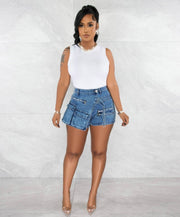 Women's Street Denim Multi-pocket Shorts