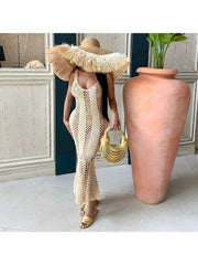 Crochet See Through Cutout Sleeveless Dress