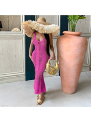 Crochet See Through Cutout Sleeveless Dress