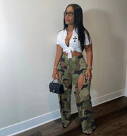 Fashion Camouflage Ripped Cargo Pants