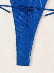 Metallic Halter Neck Bodycon One-Pieces Swimsuit