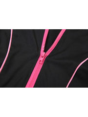 Colorblock Patchwork Zipper Long Sleeve Bodysuits