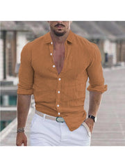 Solid Color Cotton Single Breasted Men's Shirts