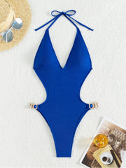 Solid Color Pure Color Backless One-Pieces Swimwear