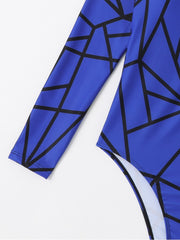 Print Long Sleeve Zipper Monokinis