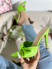 Bow Pure Color Pointed Toe Heels