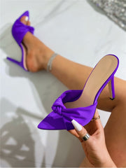 Bow Pure Color Pointed Toe Heels