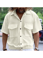 Solid Color Short Sleeve Cardigan Shirts