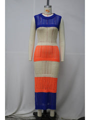 Colorblock Knitting High Rise Sleeveless Dresses