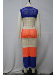Colorblock Knitting High Rise Sleeveless Dresses