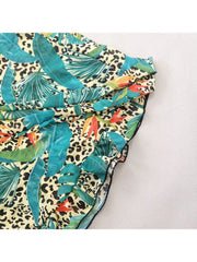 Leopard Spaghetti Straps Backless 3pc Bikinis Sets
