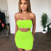 Strapless Hollow Out Mini Dress