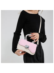 Colorblock Solid Color Office Lady Satchel Bags