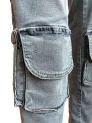 Denim Wrap Waist Multi Pocket Jeans