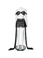 Ruched Tube Ribbon Skirt Sets