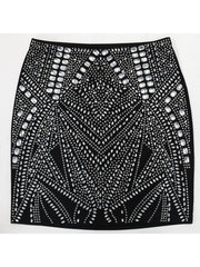 Hotfix Rhinestones Patchwork Backless Skirt Sets