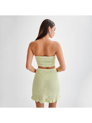 Hollow Out Knitting Strapless Skirt Sets