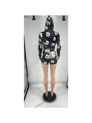 Flower Hooded Cropped Pant Sets