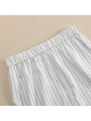 Striped Cropped Shirt Skirt Sets