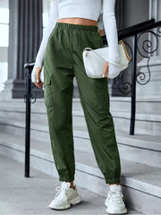 Solid Color Mid-rise Fitted Pants