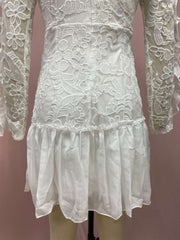 Embroidery Plunging Neckline Lace Long Sleeves Dress