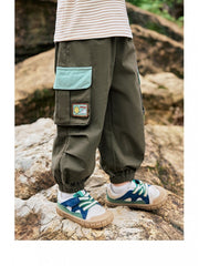 Colorblock Flower Cargo Pocket Boy Pants