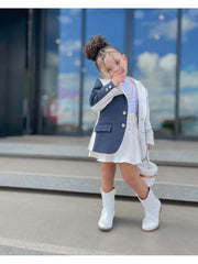 Colorblock Contrast Color Single Breasted Girl Coat