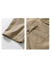 Solid Color Cotton Cargo Shirts