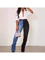 Colorblock Patchwork High Rise Jeans