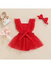 Bow Lace Lace-Up Girl Dresses